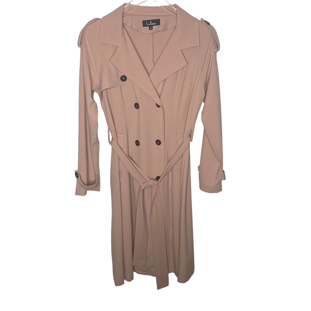 LuLus blush pink double breasted light weight trench jacket size Small